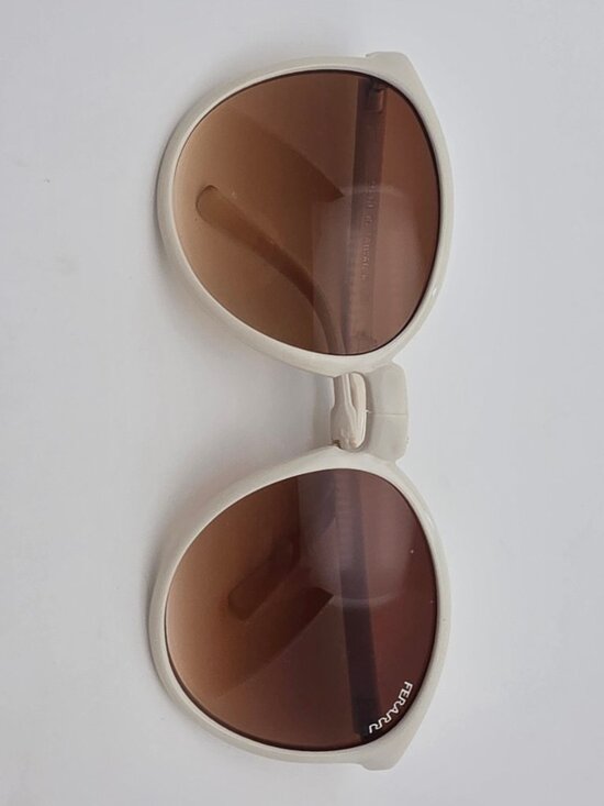 Ferarri White Frame Amber Brown Gradient Lens Folding Sunglasses w/ Case 55mm main image 12
